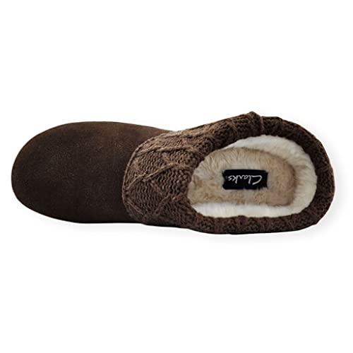 【並行輸入品】Clarks Scuff ダークブラウン ニットファー スリッポン フラットスリッパ ラウンドトゥ スライドミュール (ブラウン、_4
