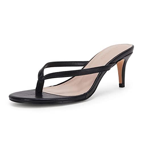 【並行輸入品】Coutgo Women's Kitten Heel Flip Flops Slip On Thong Slide Sandalの画像