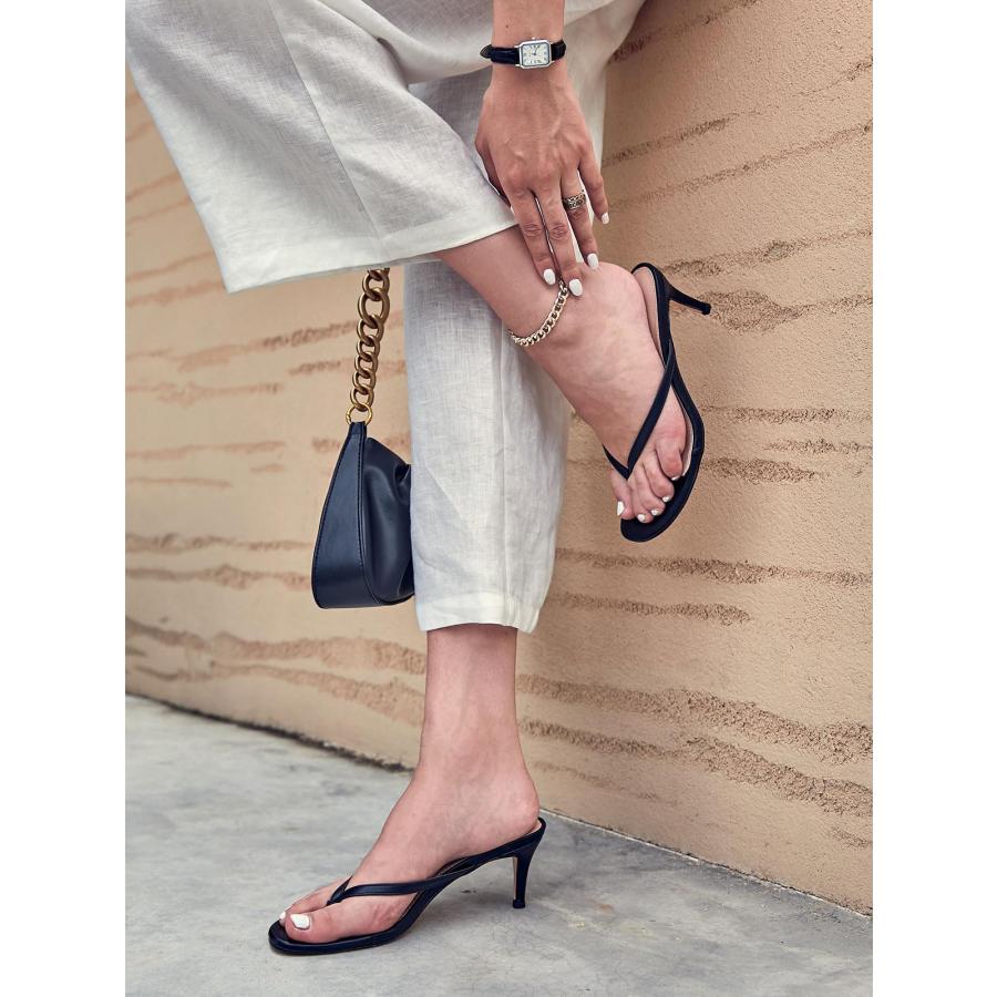 【並行輸入品】Coutgo Women's Kitten Heel Flip Flops Slip On Thong Slide Sandalの画像