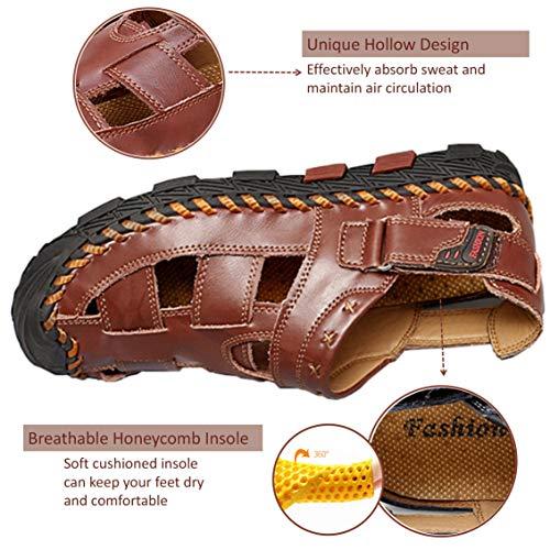 【並行輸入品】メンズ レザーサンダル クローズドトゥ スポーツサンダル アウトドア 通気性 フィッシャーマンシューズ 夏 調節可能 カジュアルサの画像