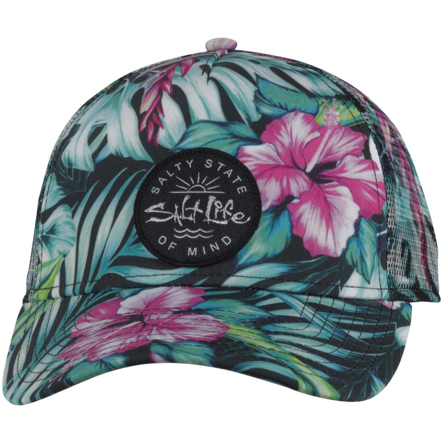 【並行輸入品】Salt Life girls Blue Hawaiian Youth Mesh Hat, Black, One Size US