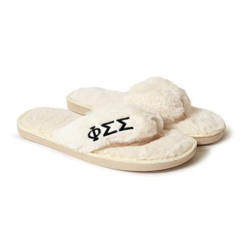 【並行輸入品】Sorority Shop ファイ シグマ シグマ ファジー スリッパ レディース, ホワイト, 7 8 Sorority Sho_1