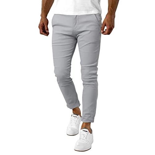 【並行輸入品】Woenzaia Slim Fit Grey Pants for Men Chinos Fashion Skinny Dress_1