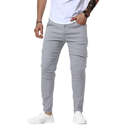 【並行輸入品】Woenzaia Slim Fit Grey Pants for Men Chinos Fashion Skinny Dress_4