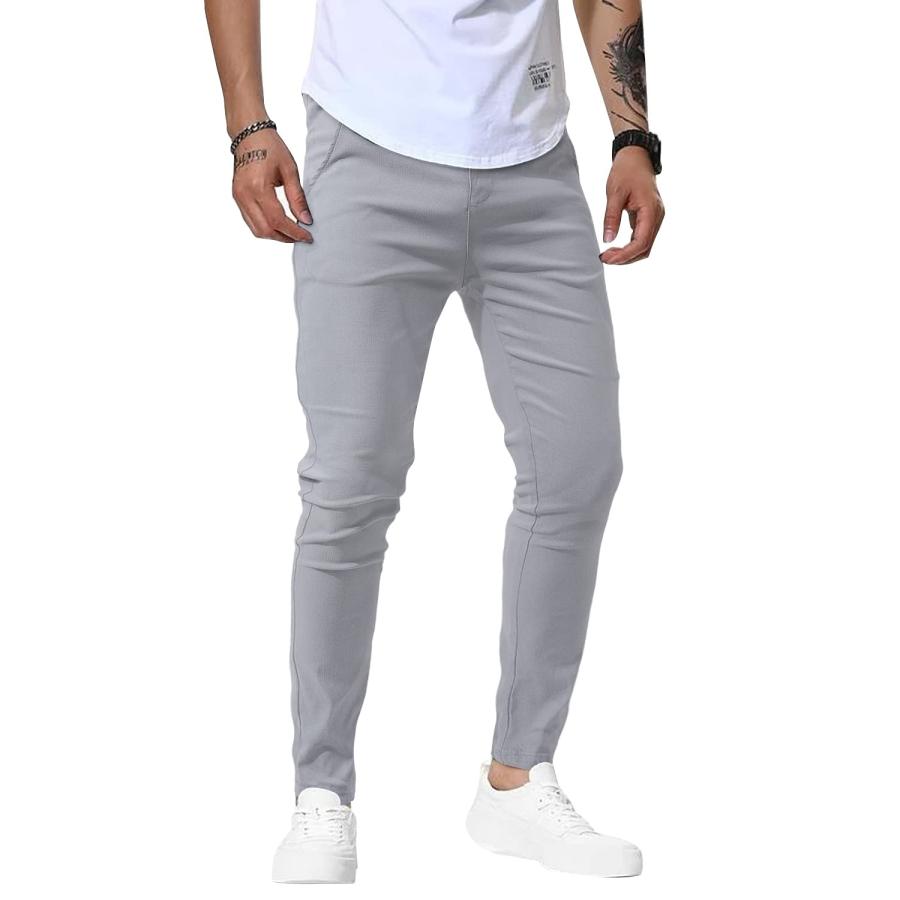 【並行輸入品】Woenzaia Slim Fit Grey Pants for Men Chinos Fashion Skinny Dress_6