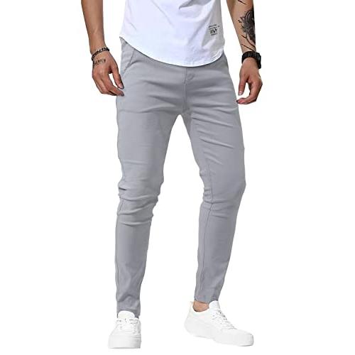 【並行輸入品】Woenzaia Slim Fit Grey Pants for Men Chinos Fashion Skinny Dress_7