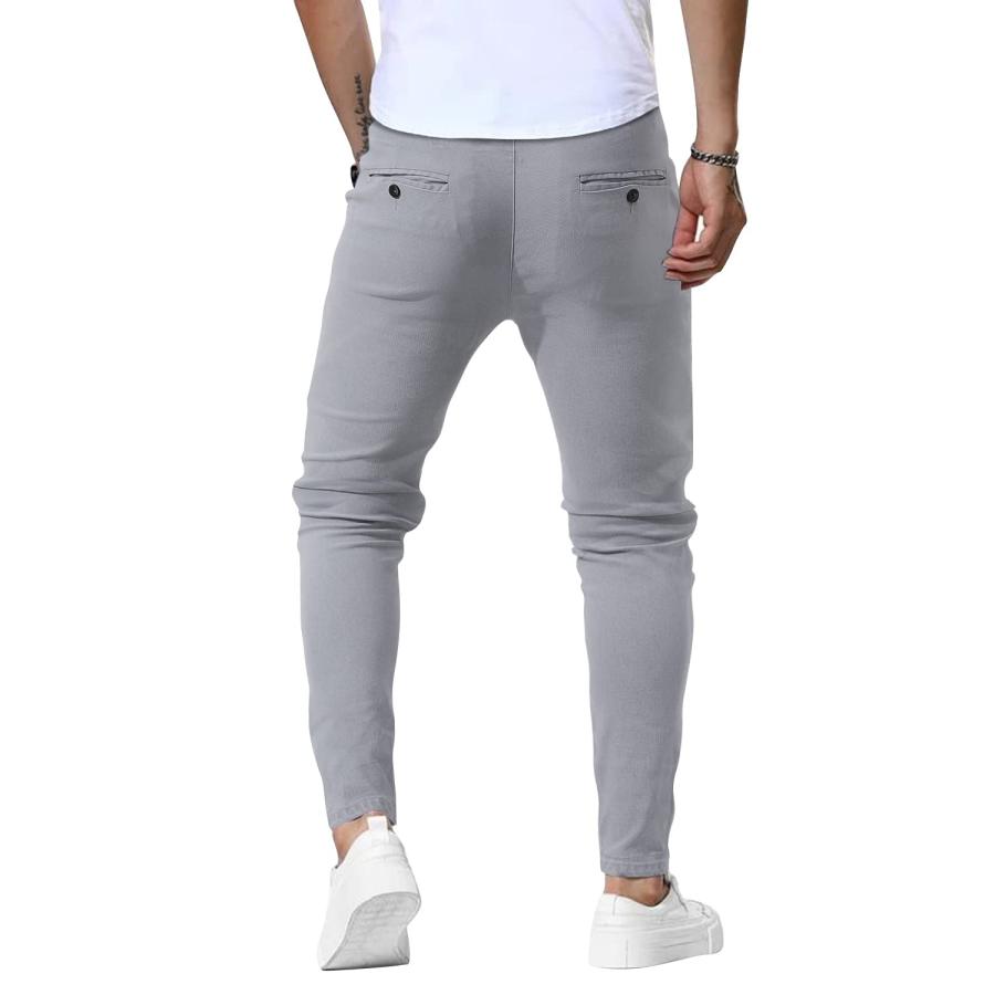 【並行輸入品】Woenzaia Slim Fit Grey Pants for Men Chinos Fashion Skinny Dress_9