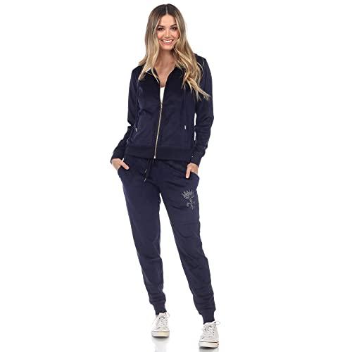 【並行輸入品】white mark Women's Plus Size 2 Piece Soft Velour Zip Up Hoodie T
