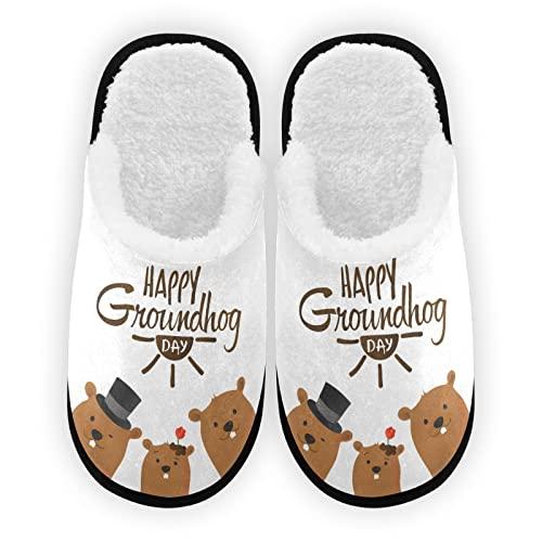 【並行輸入品】Dussdil Happy Groundhog Day House Slippers Hat Sun Flowers Homeの画像