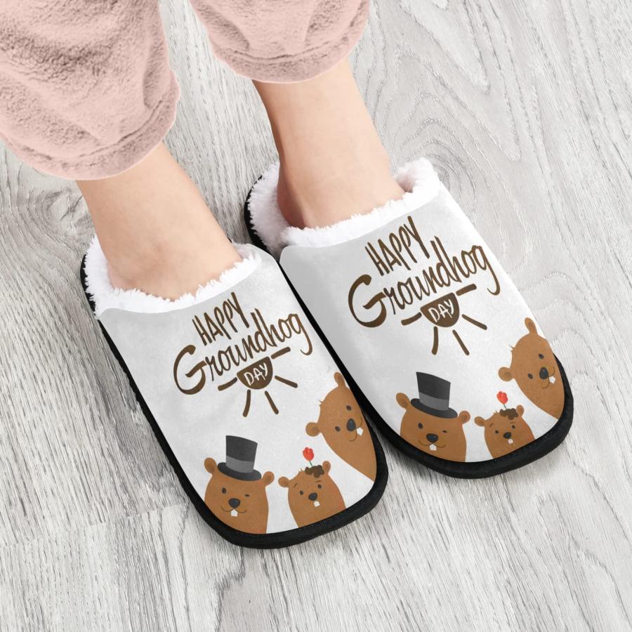 【並行輸入品】Dussdil Happy Groundhog Day House Slippers Hat Sun Flowers Homeの画像
