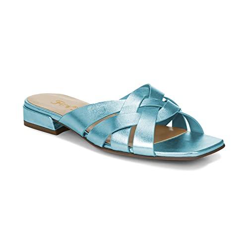 【並行輸入品】FOWT Women’s Braided Slide Sandals Cross Strappy Flats Backlessの画像