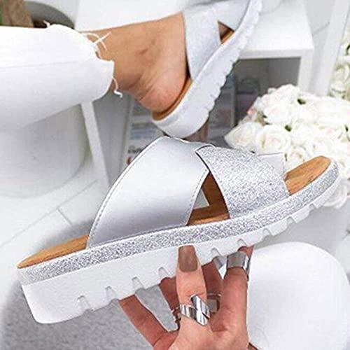 【並行輸入品】Non slip Wedge Sandals for Women Summer Casual Colorblock Cross_4