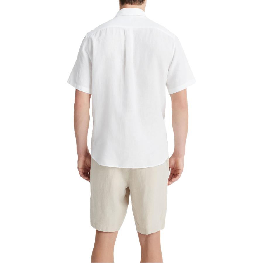 【並行輸入品】Vince Mens Linen S/S, Optic White, Mediumの画像