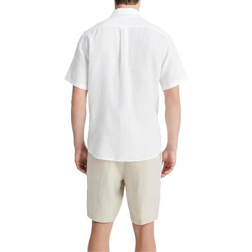 【並行輸入品】Vince Mens Linen S/S, Optic White, Mediumの画像