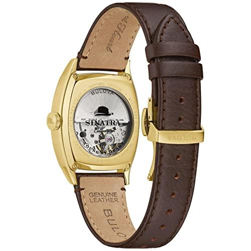 【並行輸入品】Bulova Men's Frank Sinatra 'Young at Heart' Brown Leather Strapの画像