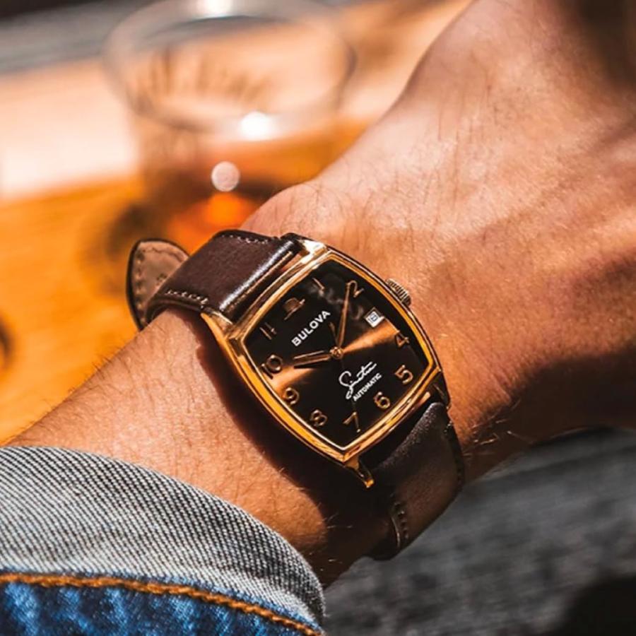 【並行輸入品】Bulova Men's Frank Sinatra 'Young at Heart' Brown Leather Strapの画像