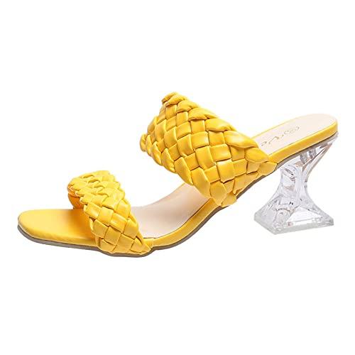 【並行輸入品】Women's Square Open Toe Slides Sandals Clear Kitten Mid Heel Pumの画像