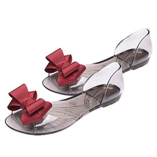 【並行輸入品】Holibanna Peep toe Sandals Female Work Flat Bowtie Clear Sandalsの画像