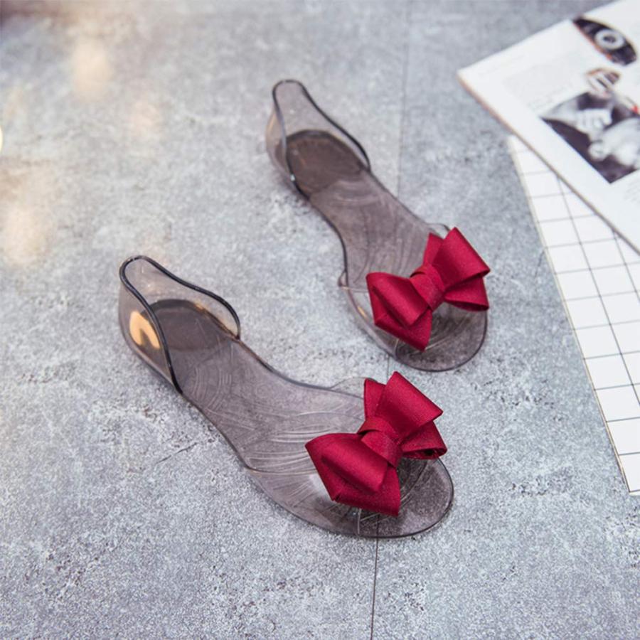 【並行輸入品】Holibanna Peep toe Sandals Female Work Flat Bowtie Clear Sandalsの画像