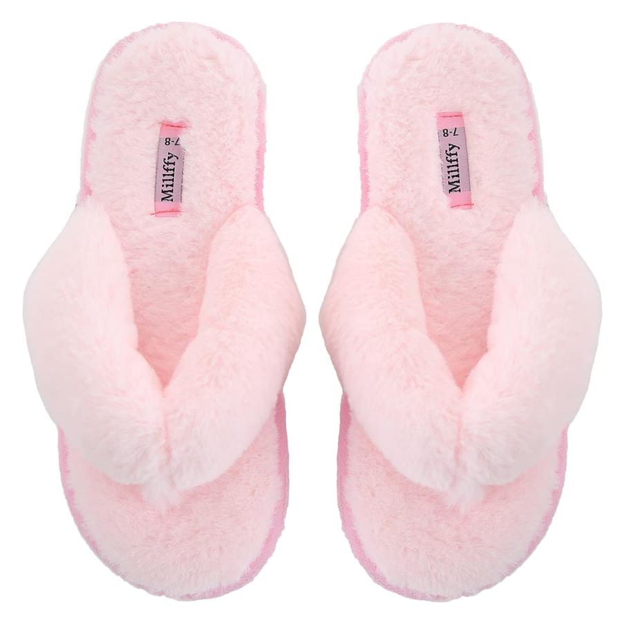 【並行輸入品】Kathyland girls fluffy flip flop slippers for women indoor outdo_6