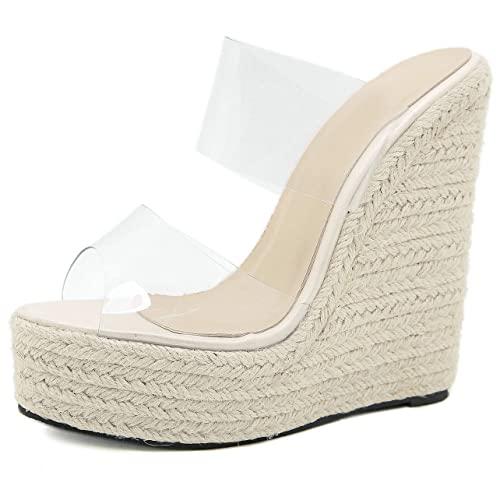【並行輸入品】UniqueStride Womens Espadrille Platform Wedges Heels Sandals Extの画像