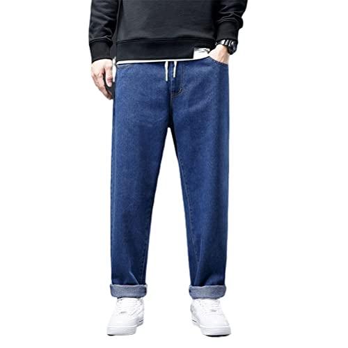 【並行輸入品】hathne Men's Drawstring Elastic Waist Loose Fit Denim Pants Casu_1