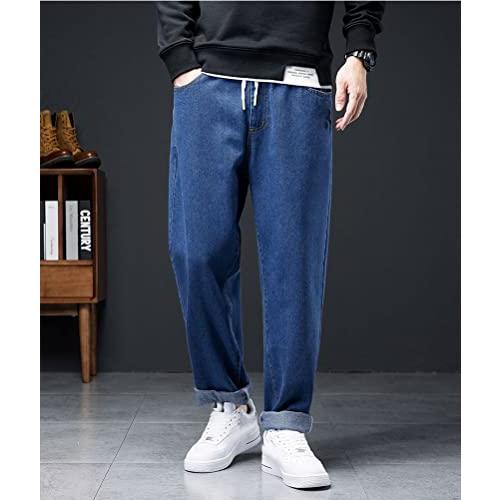【並行輸入品】hathne Men's Drawstring Elastic Waist Loose Fit Denim Pants Casu_7