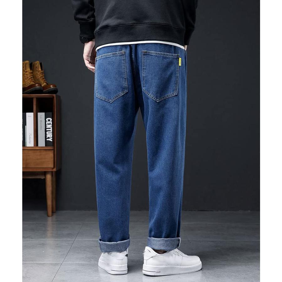 【並行輸入品】hathne Men's Drawstring Elastic Waist Loose Fit Denim Pants Casu_9