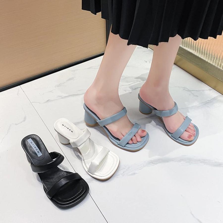 【並行輸入品】Women's Chunky Mid Heel Heeled Sandals Double Strap Slingback Laの画像