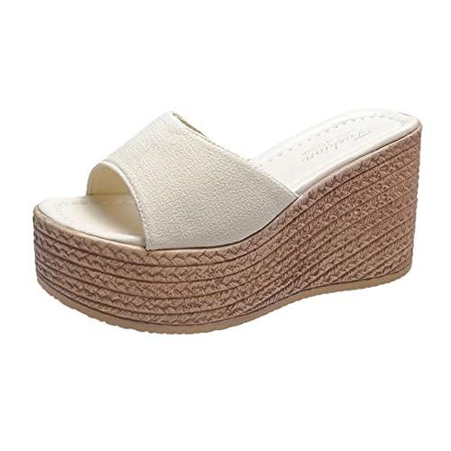 【並行輸入品】QSCQ Women Open Toe Platform Sandals Strappy Slip on Slippers Caの画像