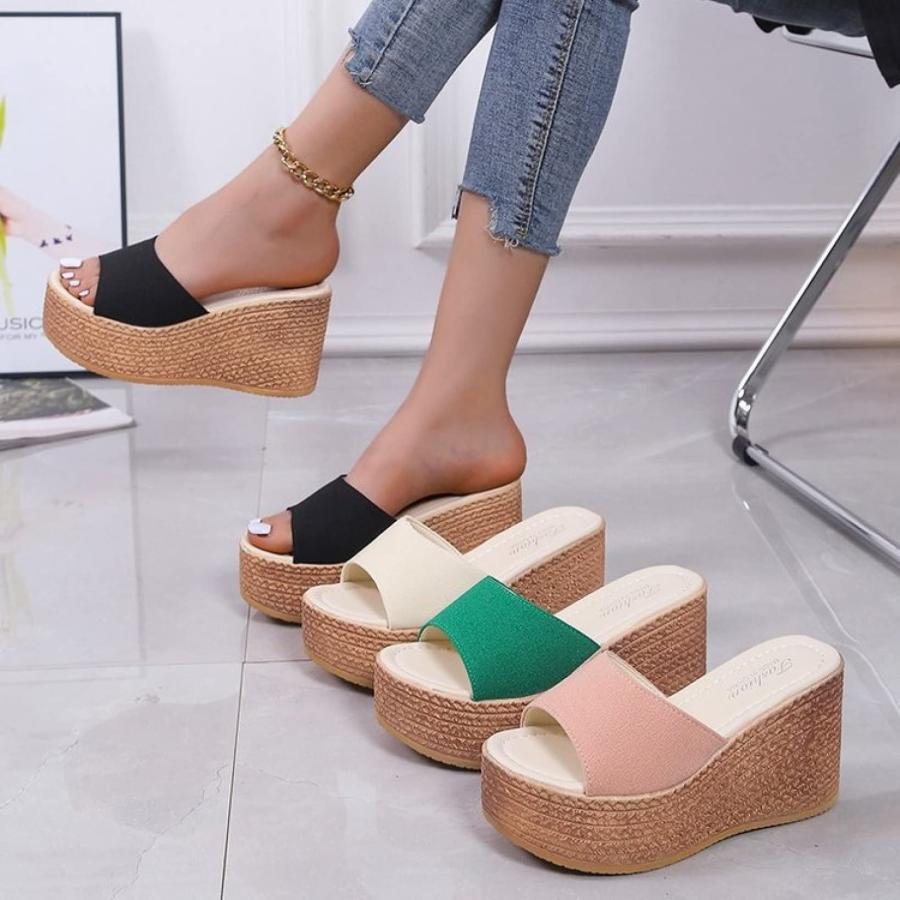 【並行輸入品】QSCQ Women Open Toe Platform Sandals Strappy Slip on Slippers Caの画像