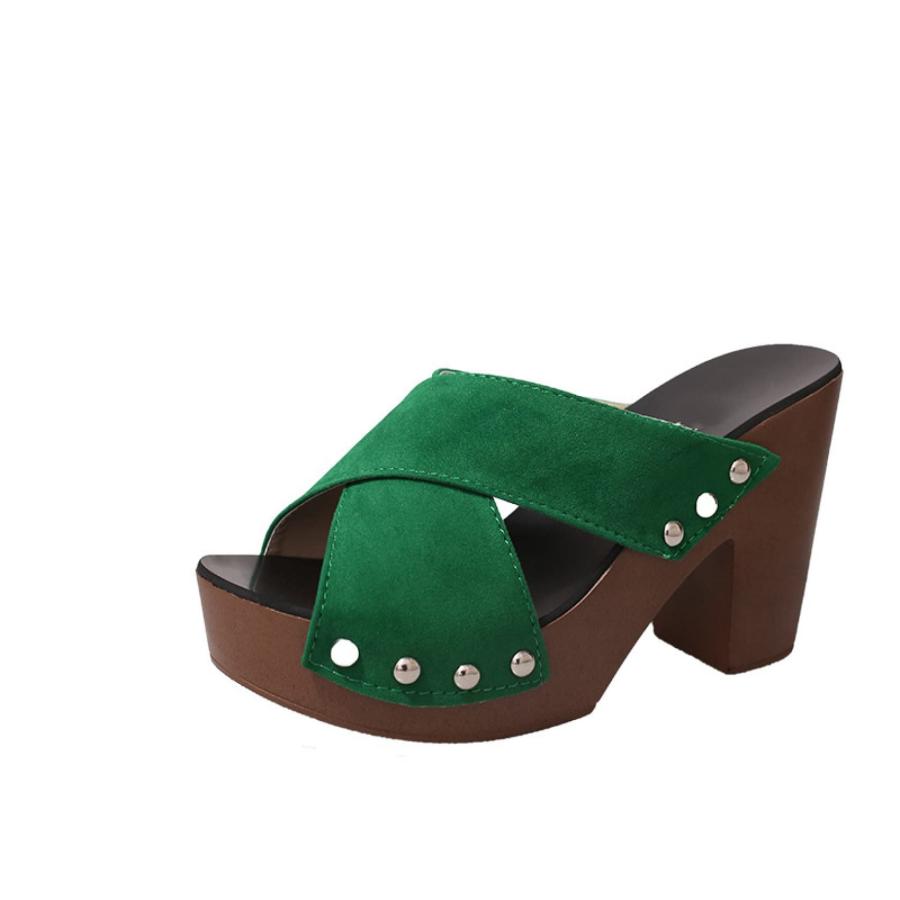 【並行輸入品】Women's Cross Strap Heeled Sandals Peep Toe Slip on Slingback Waの画像