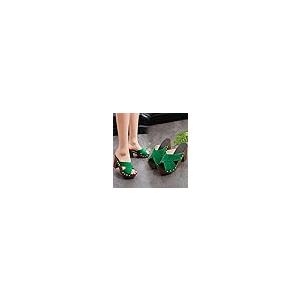 【並行輸入品】Women's Cross Strap Heeled Sandals Peep Toe Slip on Slingback Waの画像