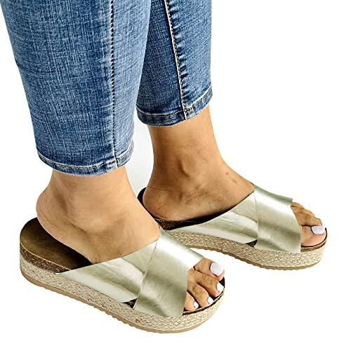 【並行輸入品】Aniywn Espadrilles Platform Slide Sandals for Women Slip on Open_4