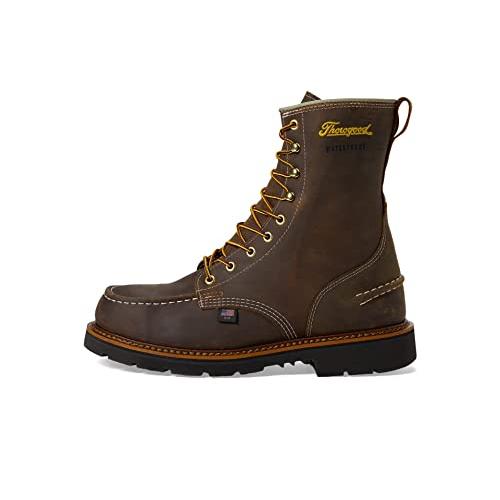 【並行輸入品】Thorogood 1957 シリーズ 8インチ 防水 モックトゥ ワークブーツ 男性用   ソフトトゥ、フルグレインレザー、快適の画像