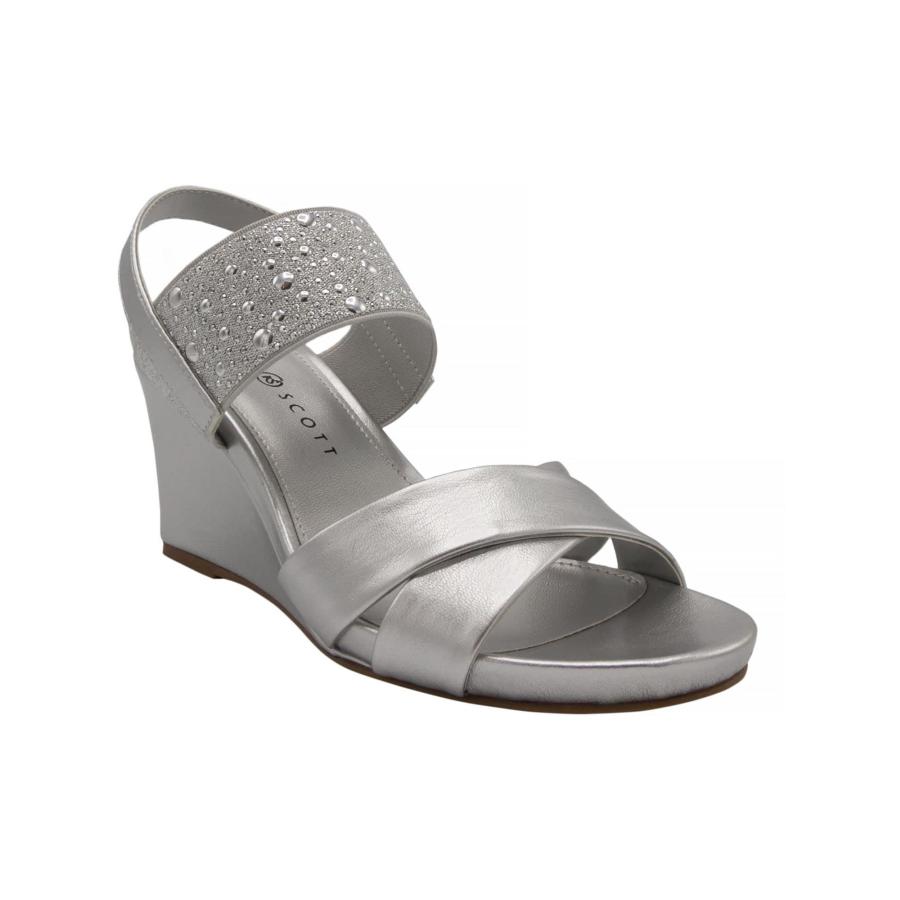 【並行輸入品】Karen Scott Womens Parrisa Faux Leather Heel Sandals Silver 7 Meの画像