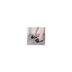 【並行輸入品】Women's Wedge Sandals Stylish Peep Toe Slip on Slippers Rhinestoの画像