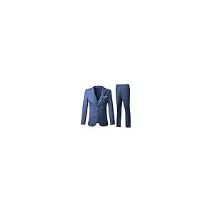 【並行輸入品】Men's Suits Slim Fit 3 Piece Suit Set Denim Blue Suit Prom Tuxed