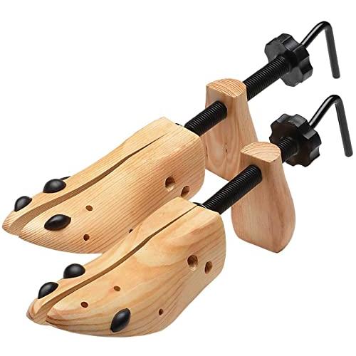 【並行輸入品】2個 2ウェイ木製調節可能シューズストレッチャー プロフェッショナルシューズエキスパンダー 1ペア 男女兼用 靴ブーツ， ブラウン_1
