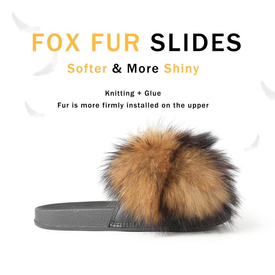 【並行輸入品】Fur Story Fur Slides Slippers Furry Fuzzy Slides Open Toe Fluffy_3