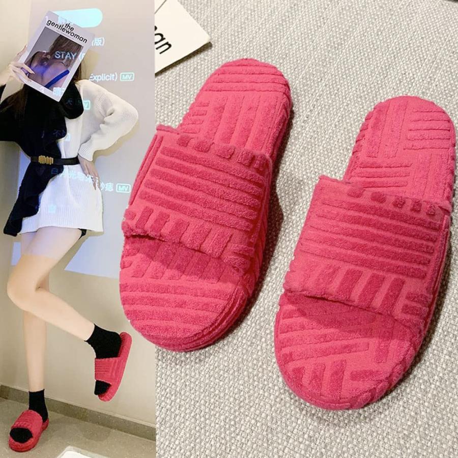 【並行輸入品】MEESLGOO 女性用ハウススリッパ ふわふわオープントゥ 快適なスリッポン レディース屋内屋外スリッパ 滑り止めフラットスライ_3