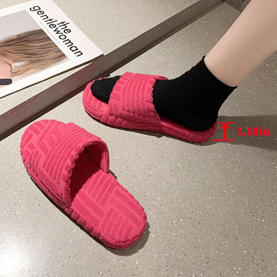 【並行輸入品】MEESLGOO 女性用ハウススリッパ ふわふわオープントゥ 快適なスリッポン レディース屋内屋外スリッパ 滑り止めフラットスライ_9