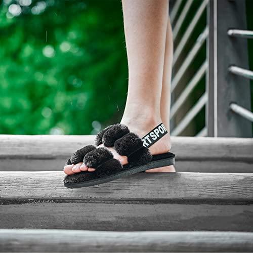 【並行輸入品】Womens Slipper with Strap Memory Foam Slipeers for Woman Faux Fu_7