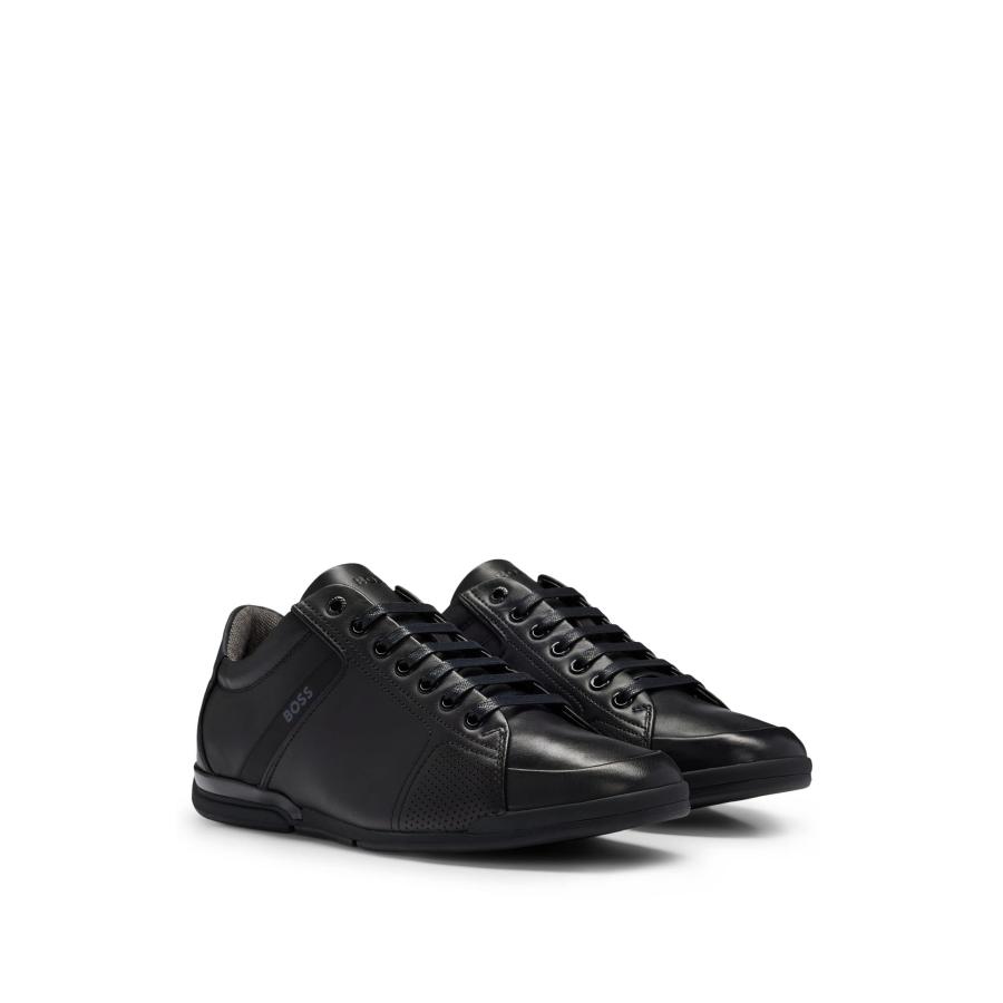 【並行輸入品】BOSS Mens Smooth Leather Trainers, Black, 14の画像