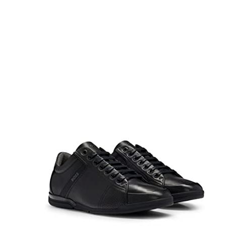 【並行輸入品】BOSS Mens Smooth Leather Trainers, Black, 14の画像