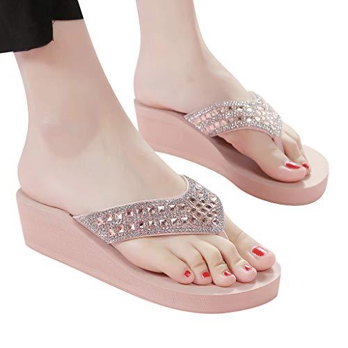 【並行輸入品】Women's Wedge Sandals Rhinestone Thong Platform Flip Flops, Summの画像