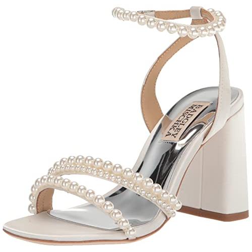 【並行輸入品】Badgley Mischka レディース Feisty ヒールサンダル, ソフトホワイトサテン, 6.5 Badgley Misの画像
