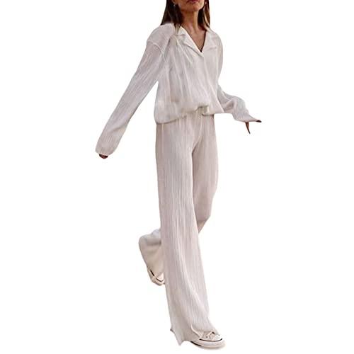 【並行輸入品】Women Two Pieces Muse Pants Suits Long Sleeve Button Down Shirt