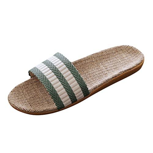 【並行輸入品】Slippers for Women Female Stripe Bohemia Flax Linen Flip Flops B_1