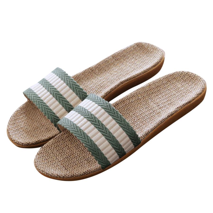 【並行輸入品】Slippers for Women Female Stripe Bohemia Flax Linen Flip Flops B_9